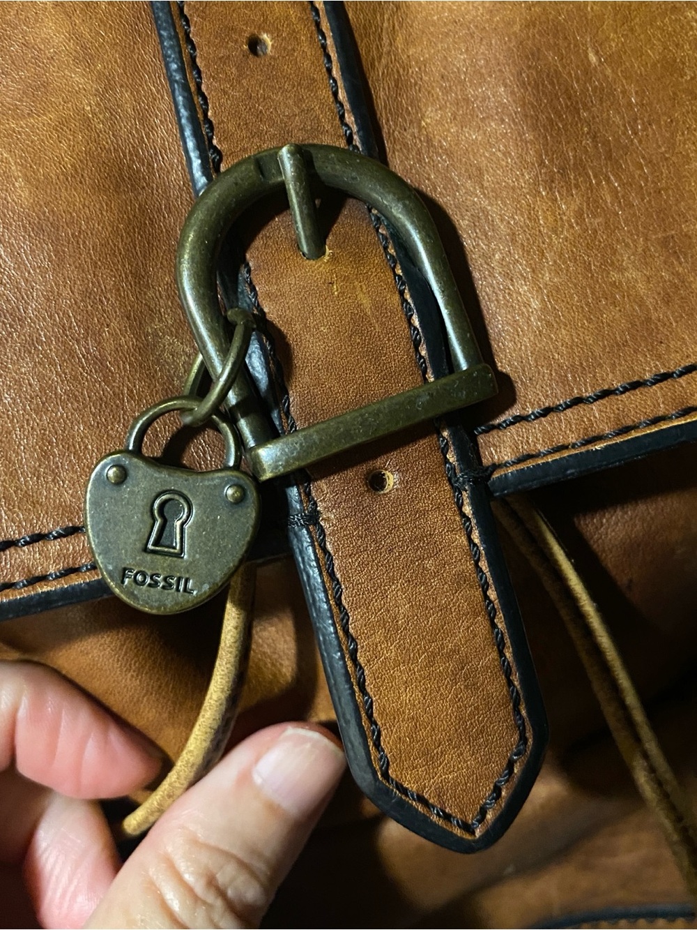 FOSSIL Vintage Reissue women's brown leather distressed backpack bag drawstring - Picture 14 of 16